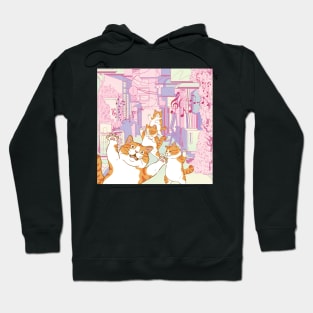 Dancing Cat in the City Hoodie